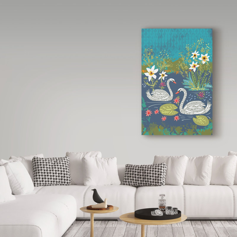 « swans », art sur toile, H 19 po x l 12 po x P 2 po