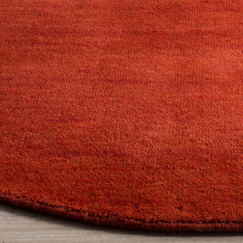 Ewen Hand Loomed Wool/Cotton Solid Color Rug in Red, Round 6'