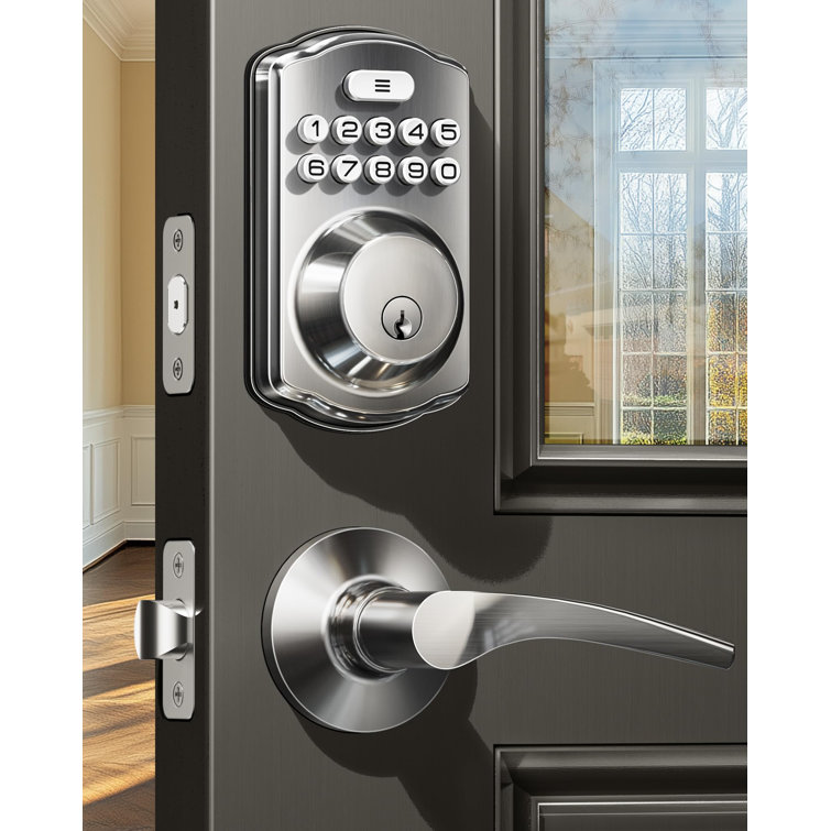 Keyless Entry Door Lock With 2 Lever Handles - Electronic Keypad Deadbolt, Auto Lock, Easy Installation Digital Smart Code Door Lock, Front Door Lock Set, Satin Nickel