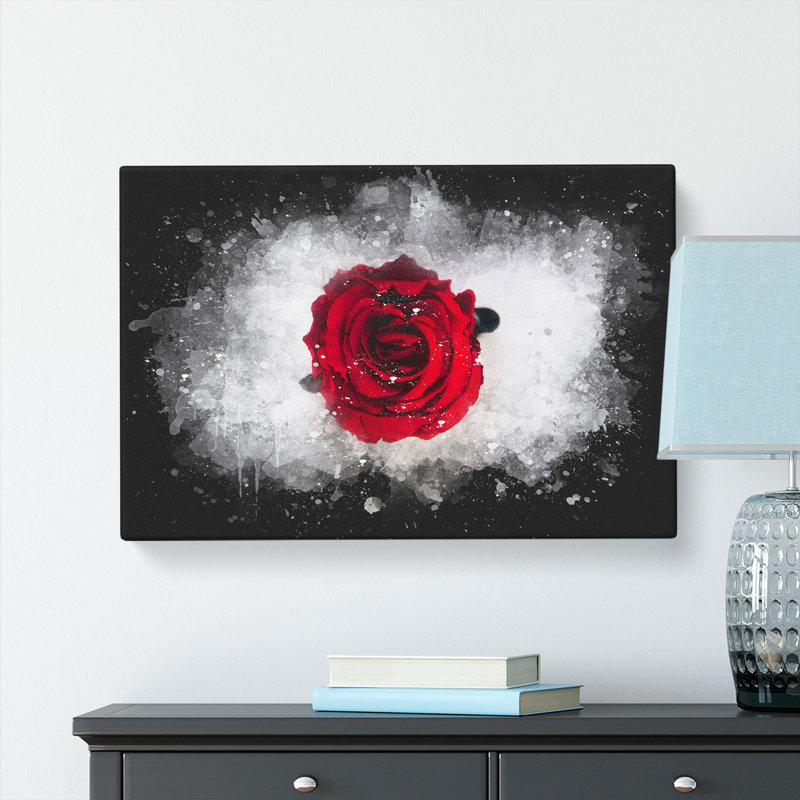 Red Rose In Bloom - Wrapped Canvas, 60cm H x 91cm W x 3cm D