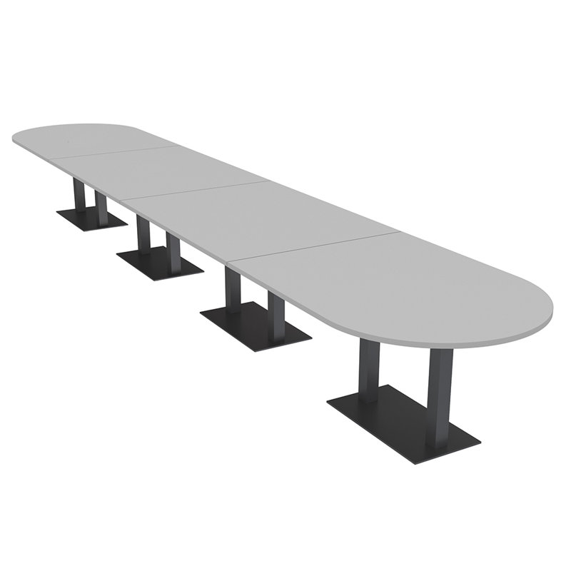 Table de conférence Racetrack, Argent argent, L 240 po x l 48 po, Brouillard gris