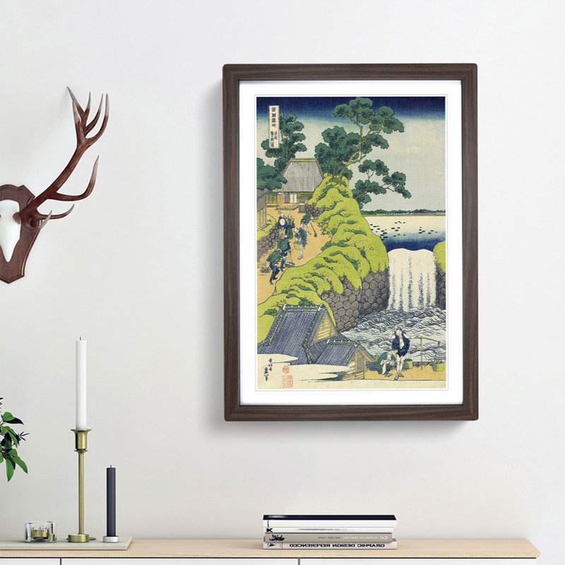 Aoigaoka Waterfall In The Eastern Capital by Katsushika Hokusai - Single Picture Frame Painting, Walnut Framed