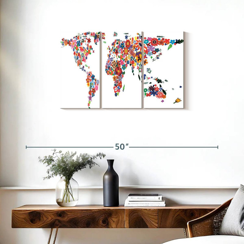 Carte du monde des fleurs Harnek, H 20 po x l 33 po