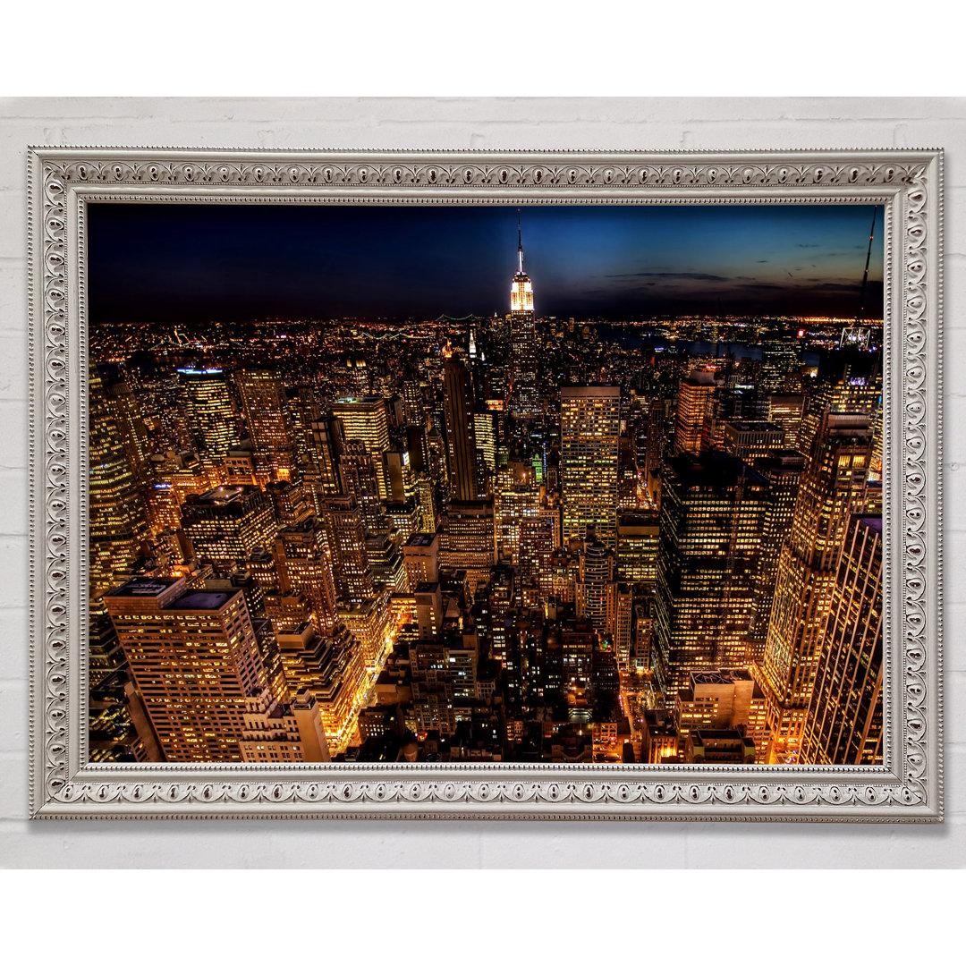 Manhattan Night Life Glow - Einzelne Bilderrahmen Kunstdrucke