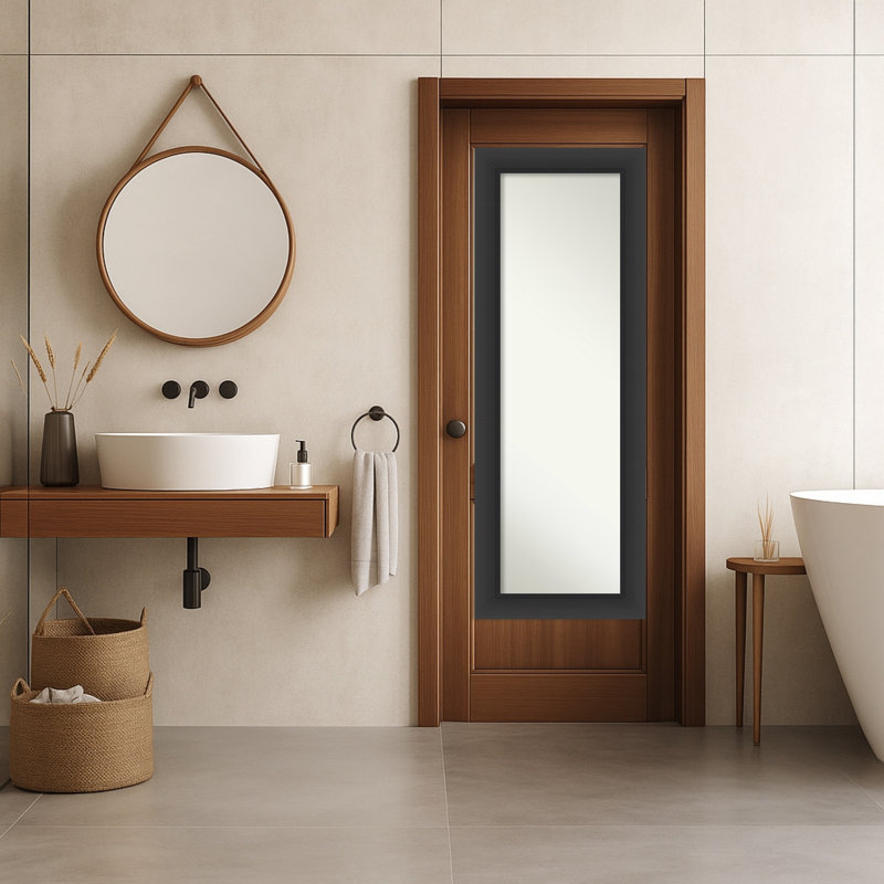 Miroir mural, miroir mural en bois non biseauté incliné, Noir
