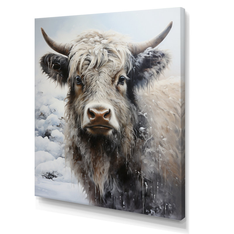 Portrait de yaks gris et blanc III, H 44 po x l 34 po x P 1,5 po