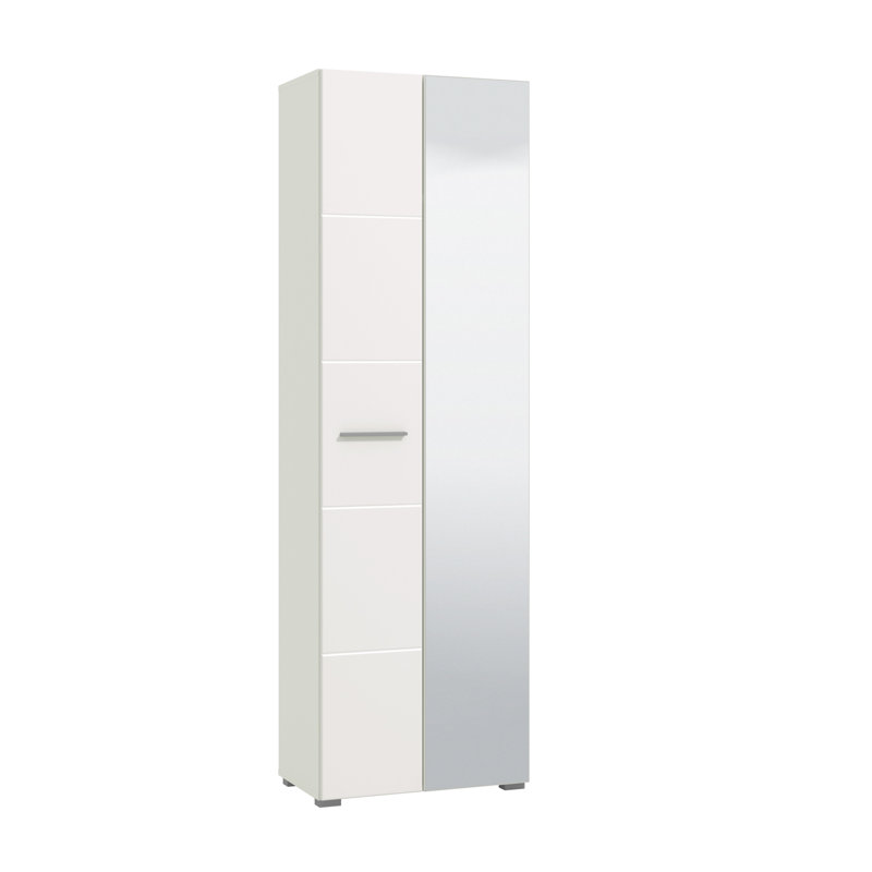 Jasdeep 2 Door Manufactured Wood Wardrobe, White/White High Gloss