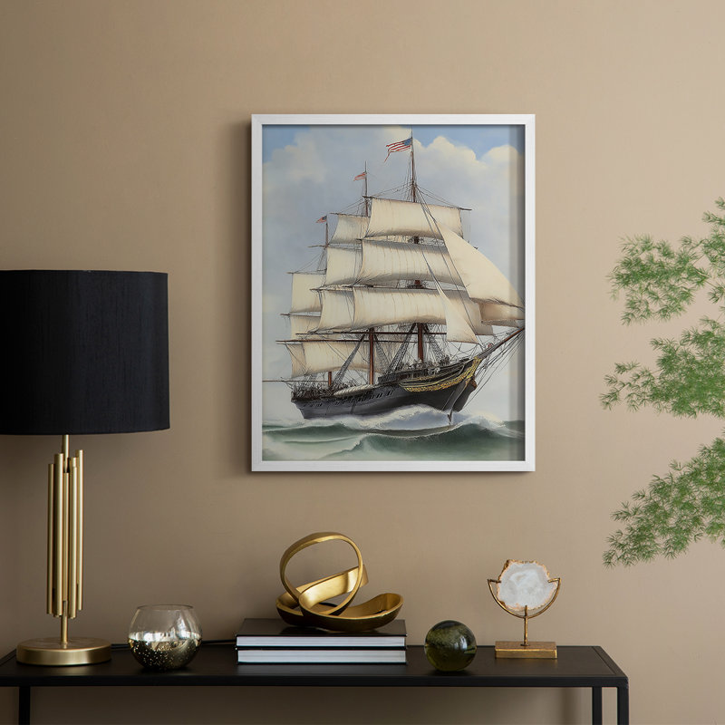 NAUTICAL Series LXVI, reproduction encadrée - bois massif, H 30 po x l 24 po, Blanc
