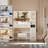 35" Modern Makeup Vanity Desk Set With Lighted Mirror, Electrical Outlets, 5 Drawers & Cabinet, White-137085689