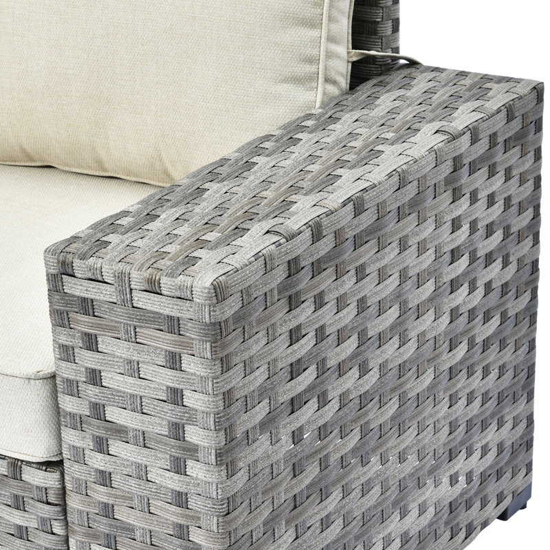 Wood Premium All-Weather Wicker 10 - Person Patio Conversation Set with Cushions, Beige