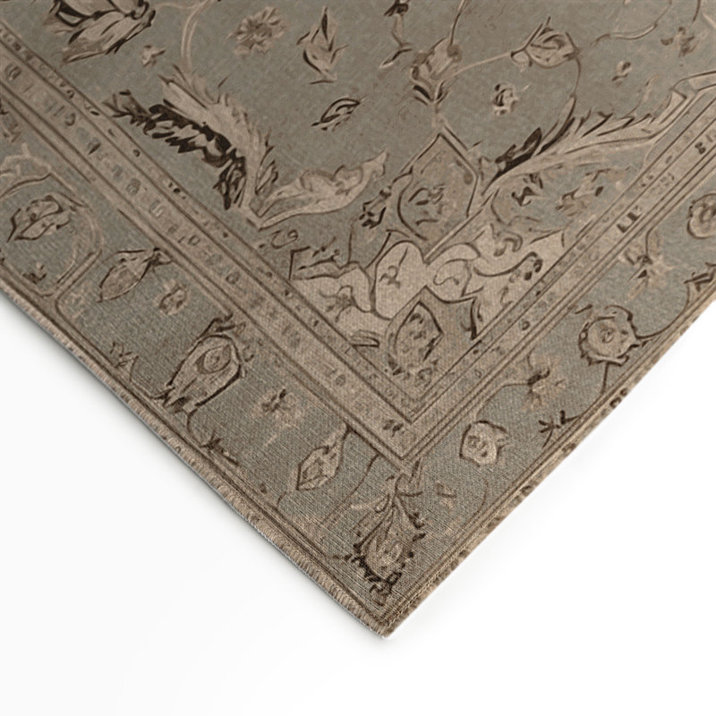 Tapis gris d'intérieur et d'extérieur Tabriz, Rond 5 pi