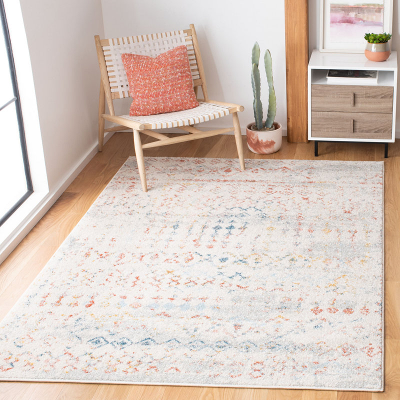 Tapis ivoire / rose Sachiko Southwestern, Rectangle 6 pi x 9 pi