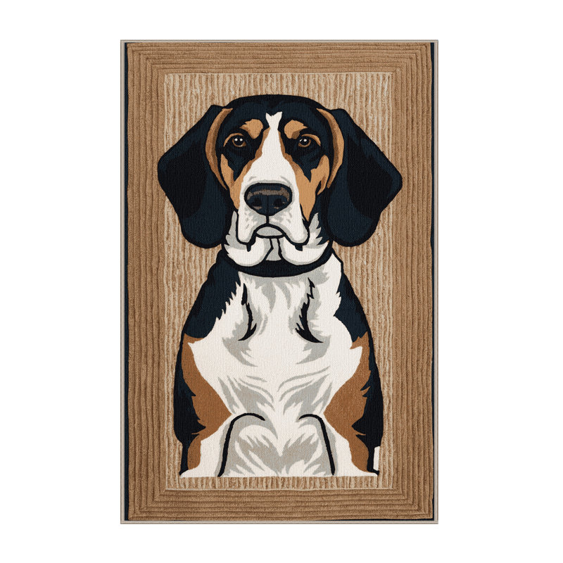 Washable Treeing Walker Coonhound Dogs Area Rug, Rectangle 4' x 6'
