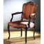 Muslin Upholstered Arm Chair in Red/Orange