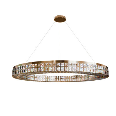 Royka 1 - Modern Cylinder LED Crystal Chandelier – Jewel Ring Design Stainless Steel Ceiling Light