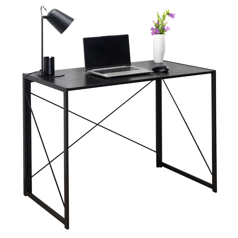 Carmille Folding Computer Desk Table , Black/Black
