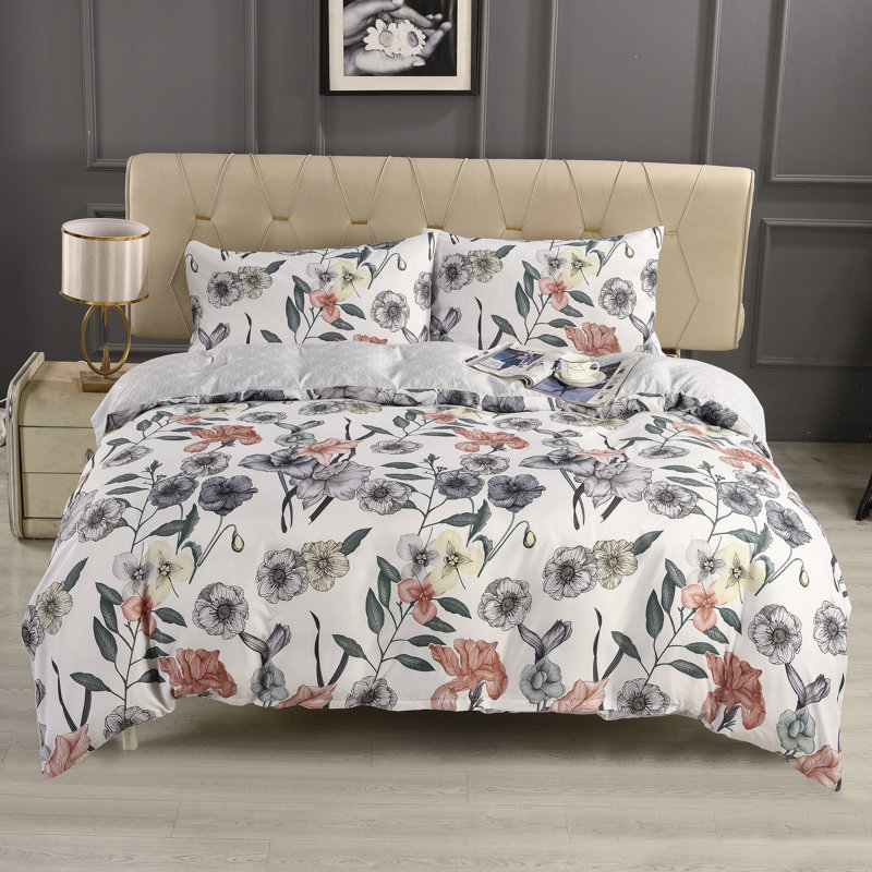 Complete Bedding Set Bliss Pink Floral Duvet Cover, Matching Fitted Sheet & Pillowcases