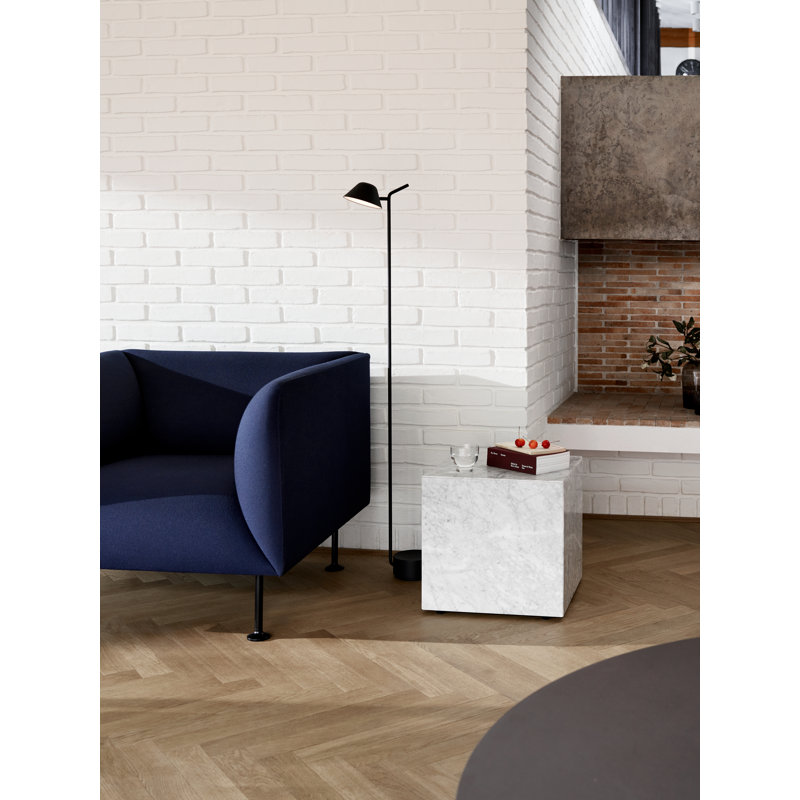 Plinth End Table, 15.7" H x 15.7" W x 15.7" D, White Carrara