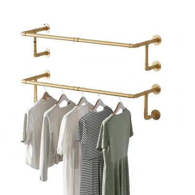 Industrial Pipe Clothes Racks 2 Pack,Gold