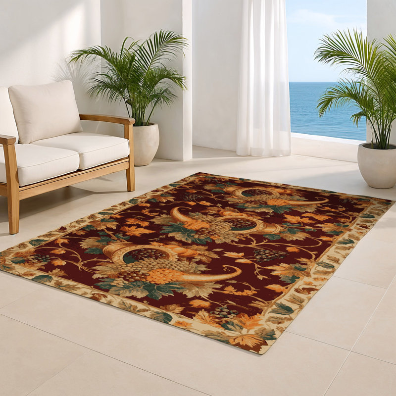 French Brown Indoor and Outdoor Area Rug, Rectangle 8' x 10'