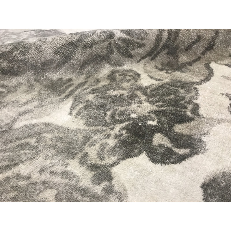 Tapis blanc et noir noué à la main de haute qualité