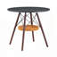 Table de salle à manger ronde avec panier de rangement tissé suspendu (31,5 po, panneau de fibres à densité moyenne noir, pieds en noyer, 2 à 4 places)-772519743
