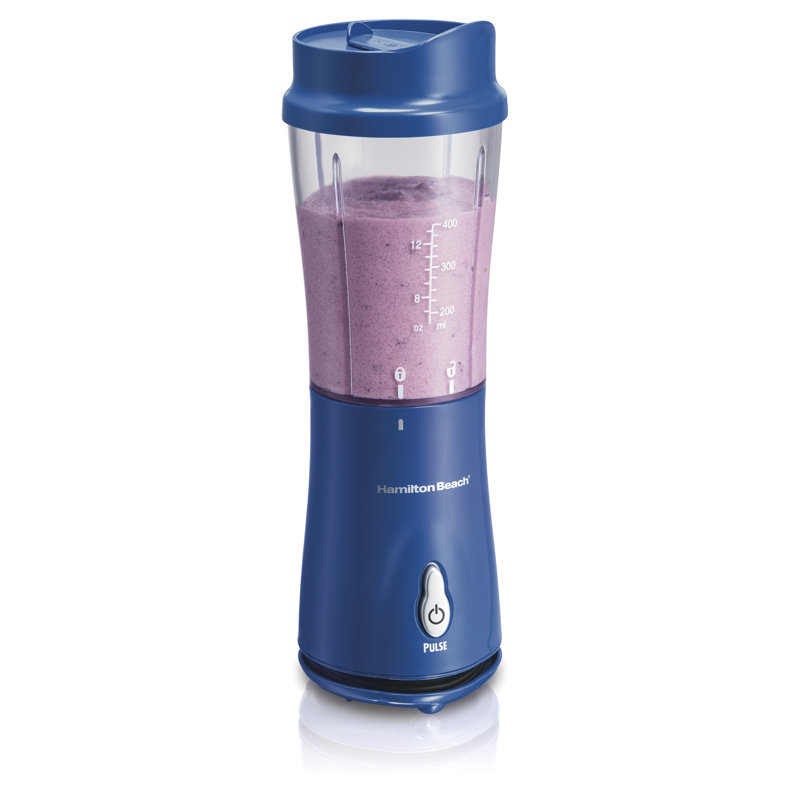 Hamilton Beach® Portable Blender with 14 Oz BPA Free Travel Cup and Lid, Durable Stainless Steel Blades for Powerful Blending Performance