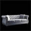 Canapé Chesterfield 80 po en velours gris pour salon, canapé 3 places