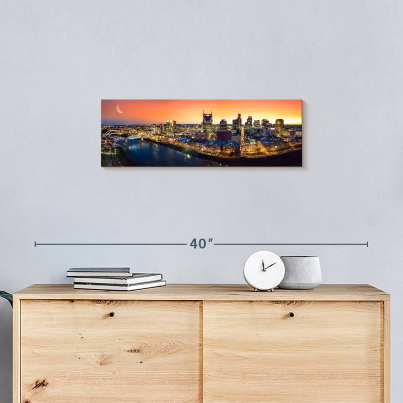" Nashville Sunset Panorama ", 8" H x 24" W x 1" D