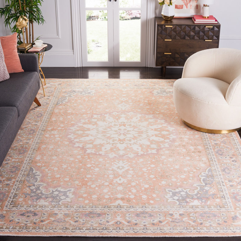 Woodford Hand Loomed Viscose/Cotton Oriental Rug in Orange, Rectangle 8' x 10'