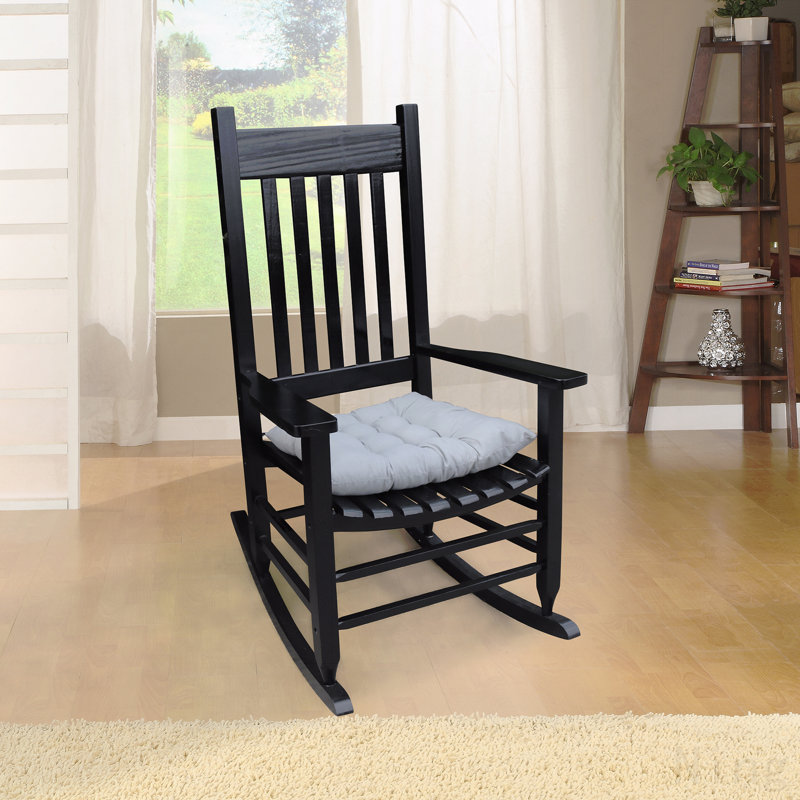 Chaise berçante en bois noir sans passe-partout, Noir