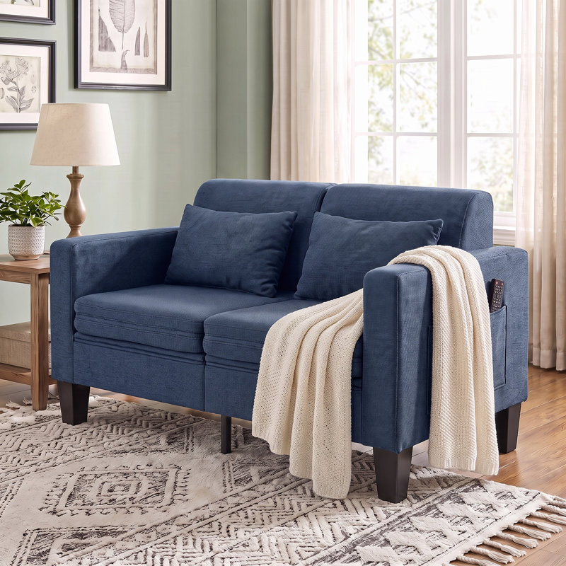 Heron 58.5" Upholstered Sleeper Sofa, Blue