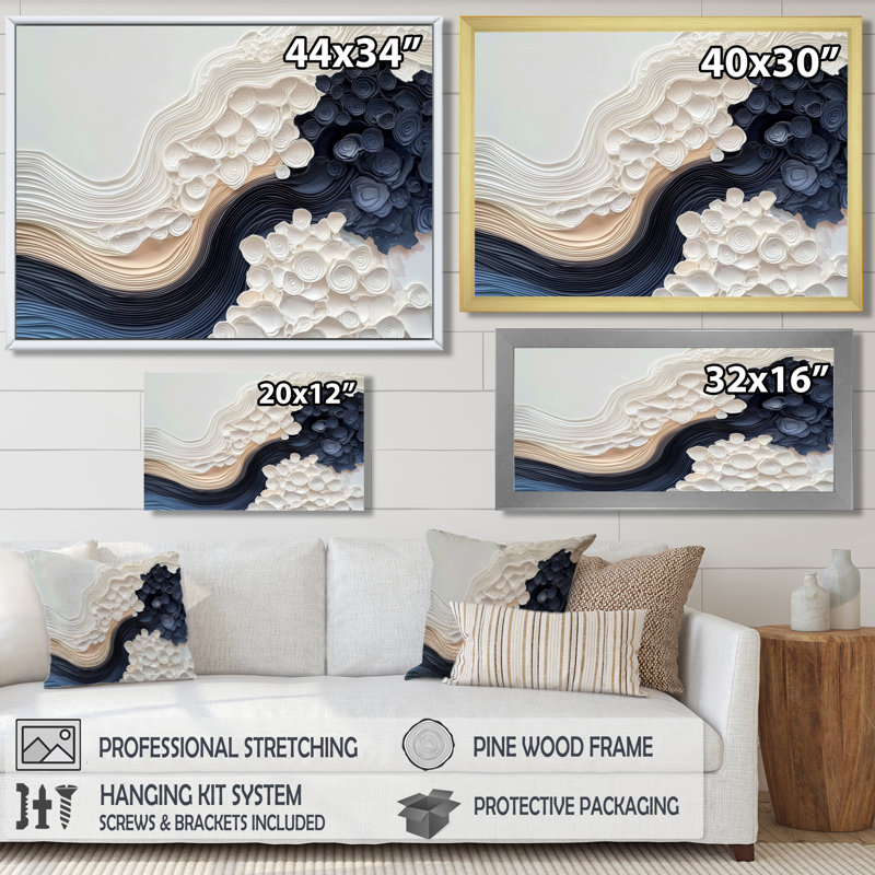 «Aqua Sea Underwater River I», reproduction abstraite sur toile transitionnelle moderne, 24" H x 32" W, Floater Framed Print