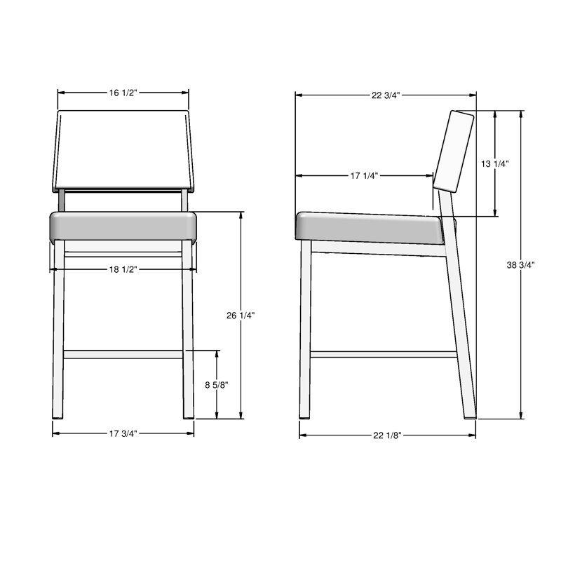 Amisco Avery Counter & Bar Stool, Counter Stool (26.25" Seat Height), Greige Faux Leather, Black