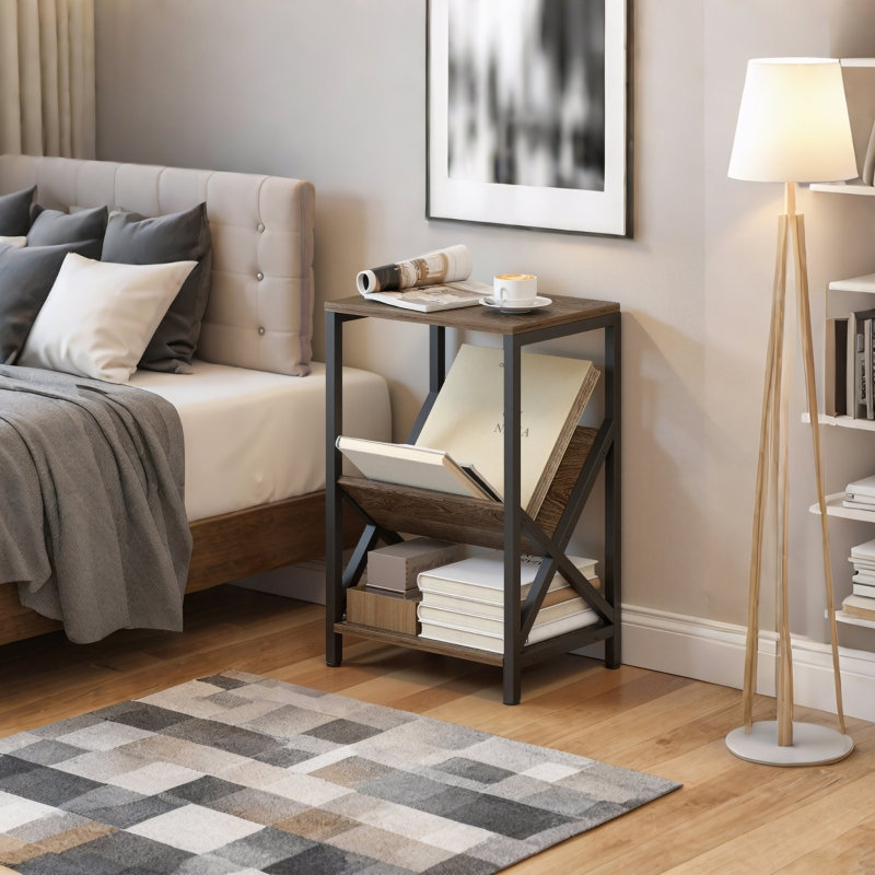 40cm W Engineered Wood Bedside Table