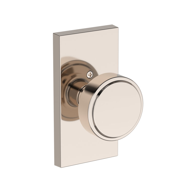 Vashon Passage Knob with Contemporary 5in Rose in Polished Chrome, Lifetime (PVD) Polished Nickel