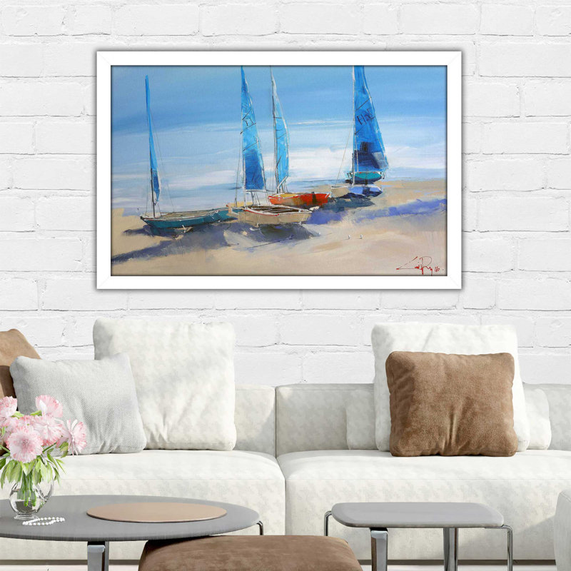 «Avant la voile» par Craig Trewin Penny - reproduction d'art, H 33,5 po x l 49,5 po x P 1 po, Cadre blanc