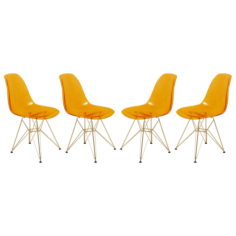 Chaise de salle à manger Northfleet, Transparent, Ensemble de 4, Doré