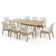 Cadencia 9-Piece Natural Wood Grain Aluminum Patio Dining Set With Rectangular Table And Washable Light Gray Cushions