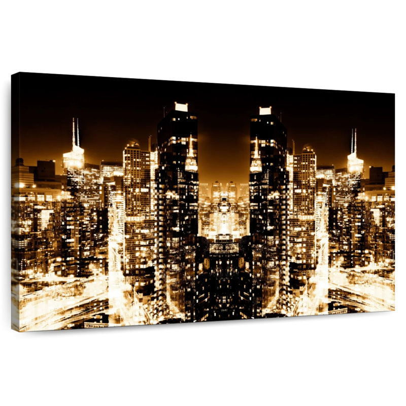 NYC Reflection - Night Skyline II, 16" H x 24" W