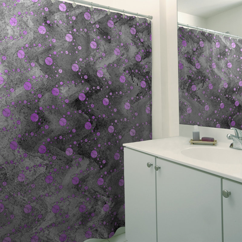 Rideau de douche simple planètes et étoiles, Violet / noir