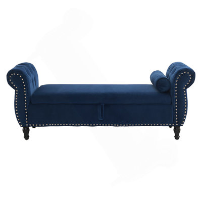 Velvet Multifunctional Storage Rectangular Ottoman Bench With 1 Pillow by Mercer41