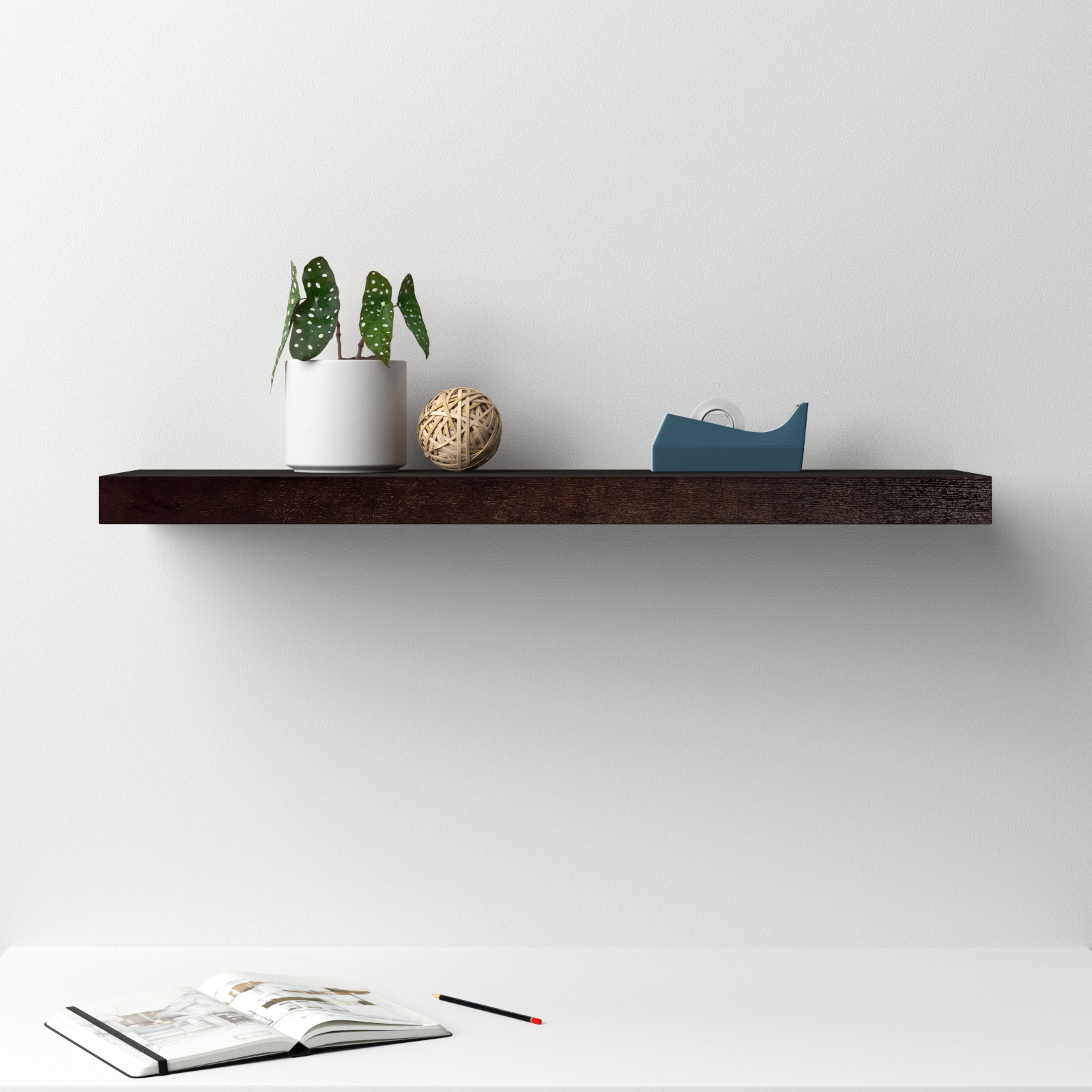 Sherice Floating Shelf, 1.97" H x 36.23" W x 10.24" D, Wenge