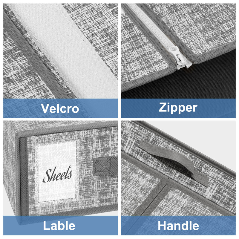 4-Pack Gray Linen-Like Storage Box