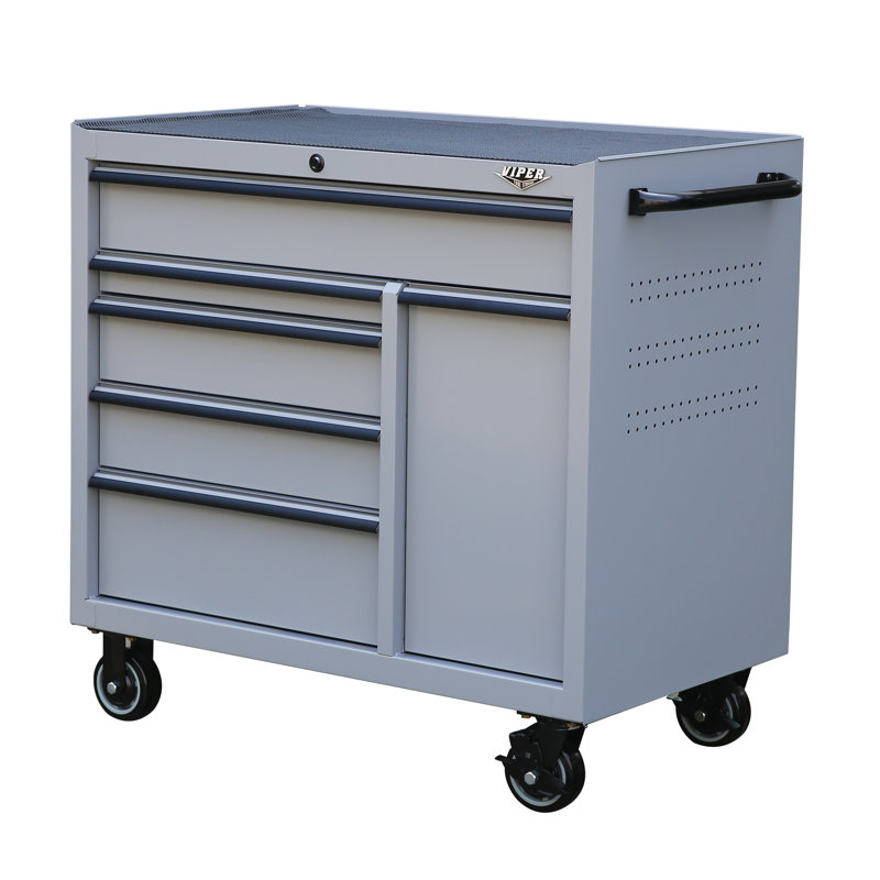 41.5'' W 6 -Drawer Steel Bottom Rollaway Chest with Wheels, Sonic Gray