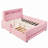 Full Size upholstered platform bed with drawer, LED light strip, USB port, Pink-888466562-888466560