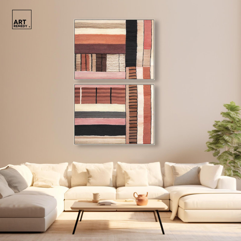 Dialogue en terre cuite II - Ira Comleva Shropshire, grande impression sur toile encadrée en deux parties par Art Remedy, cadre argenté, 40 x 30