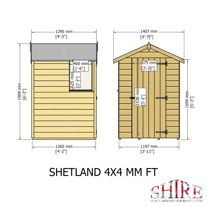 Shetland 4 ft. W x 4 ft. D Wood Shiplap Steep Slope Storage Shed