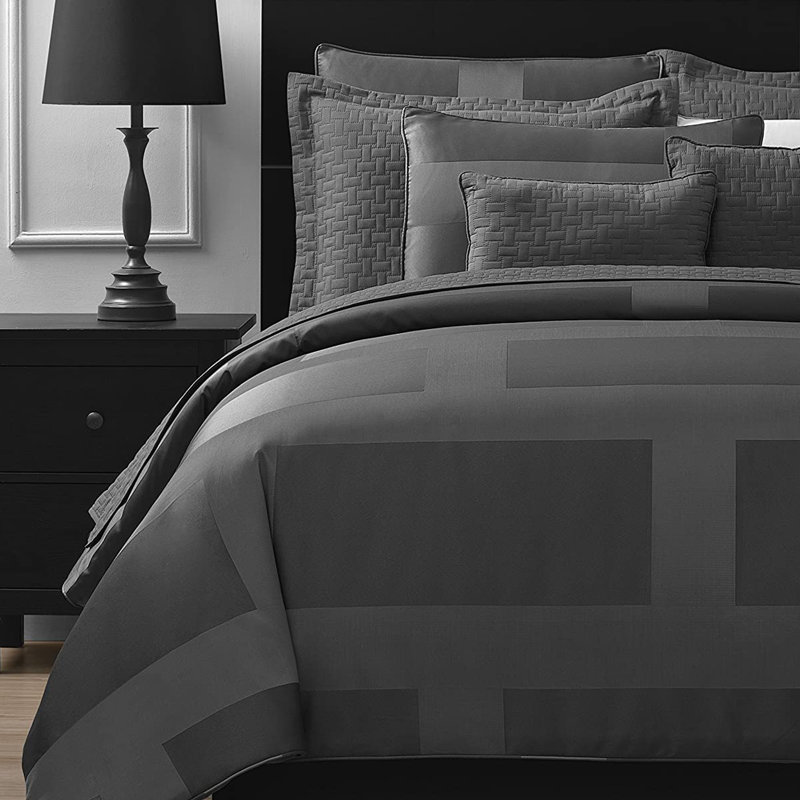 Ensemble d'édredon en microfibre 5 pièces , Édredon double et 4 pièces supplémentaires, Gris