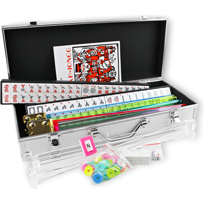American Mahjong Set in Aluminum Case, 166 Tiles 4 Pushers Complete Set